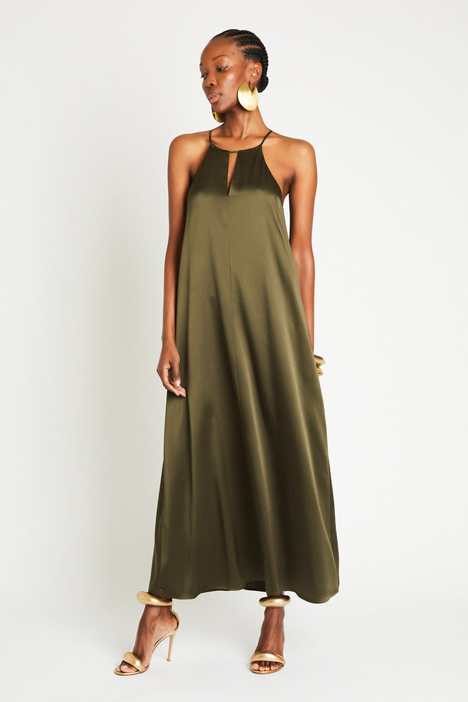 + Beryll Silk Dress Sienna | Olive