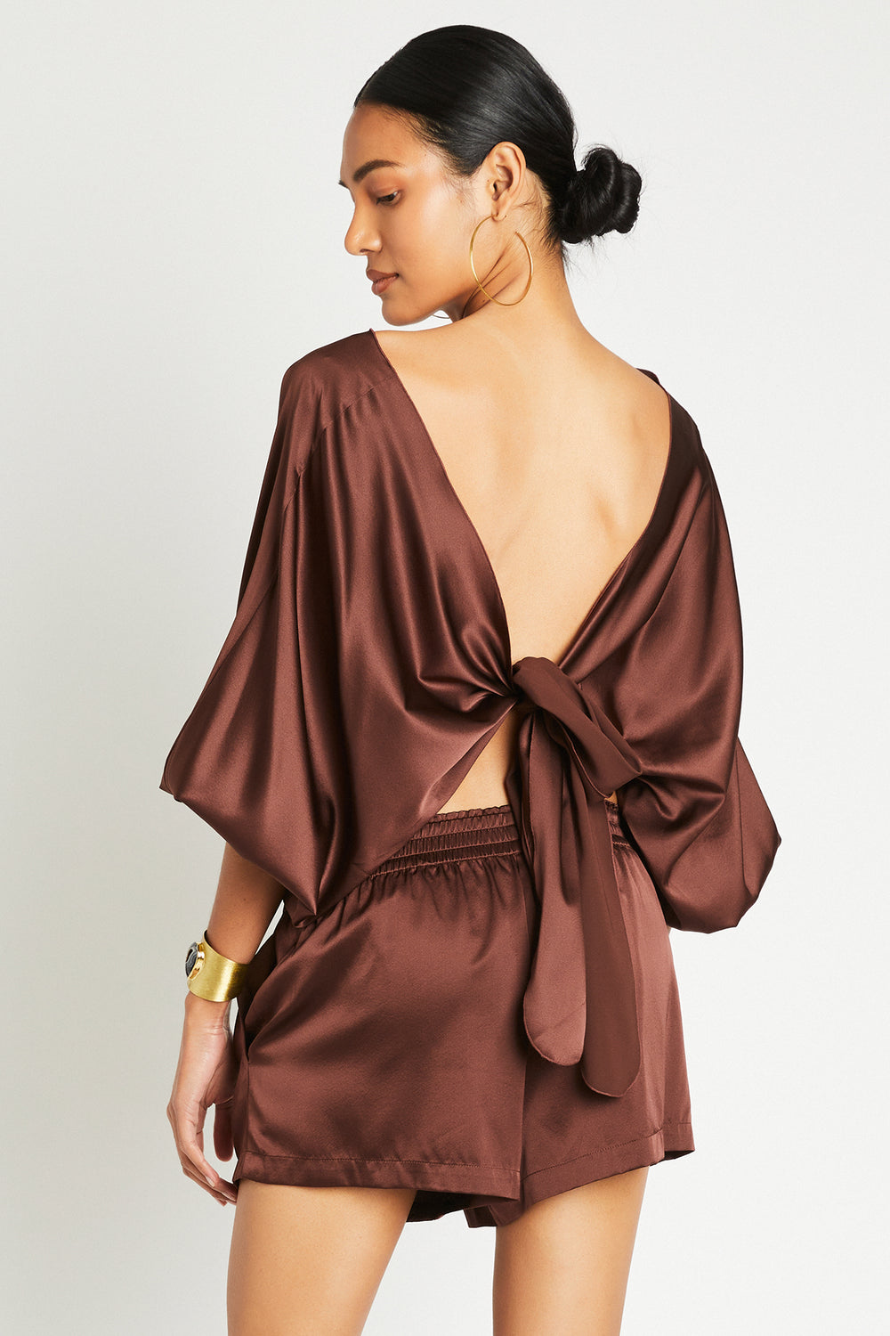 + Beryll Ali Silk Wrap Top | Chocolate - + Beryll Ali Silk Wrap Top | Chocolate