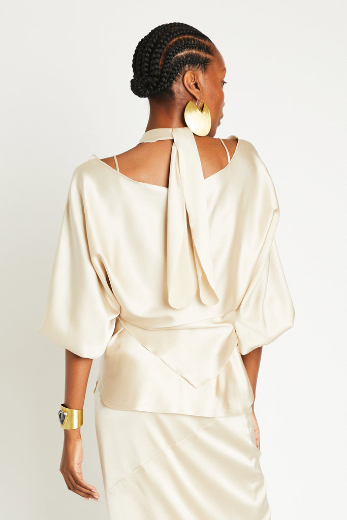 Beryll Ali Silk Wrap Top | Latte - +Beryll Worn By Good People