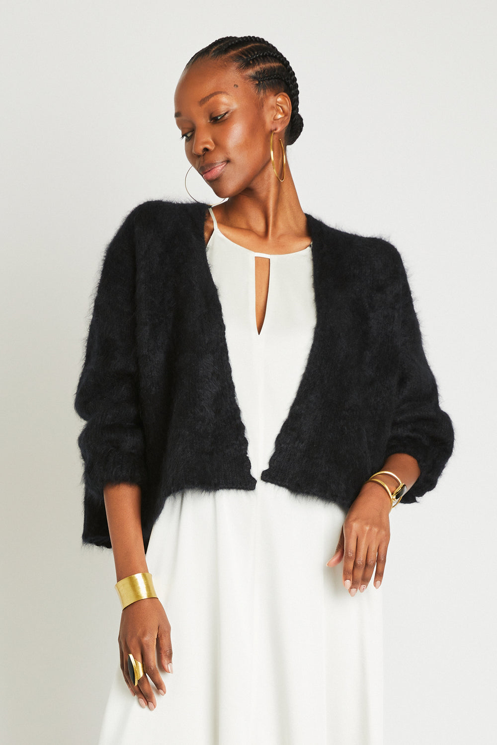 + Beryll Anita Cashmere Cropped Cardigan | Black - + Beryll Anita Cashmere Cropped Cardigan | Black