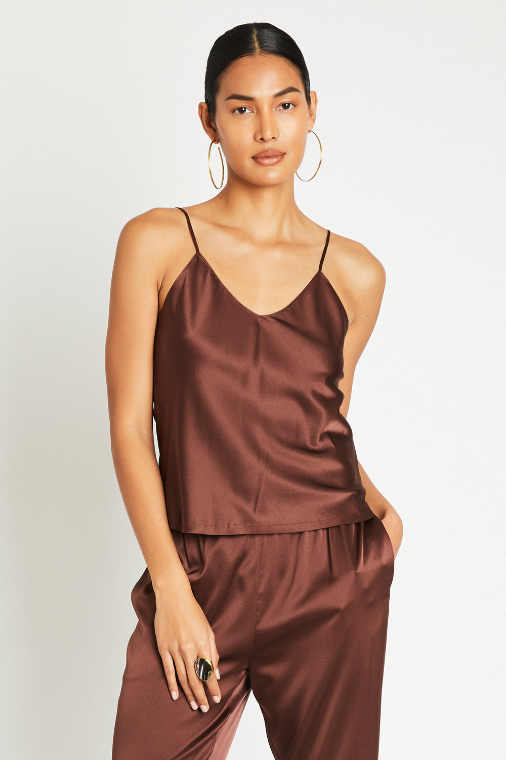 + Beryll Cami Silk Top | Chocolate - + Beryll Cami Silk Top | Chocolate