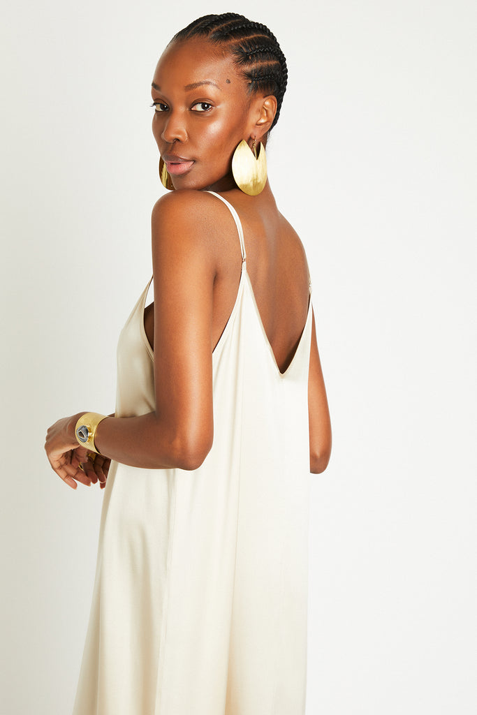 Julie Silk Maxi Dress in Latte | Beryll - +Beryll Worn By Good People