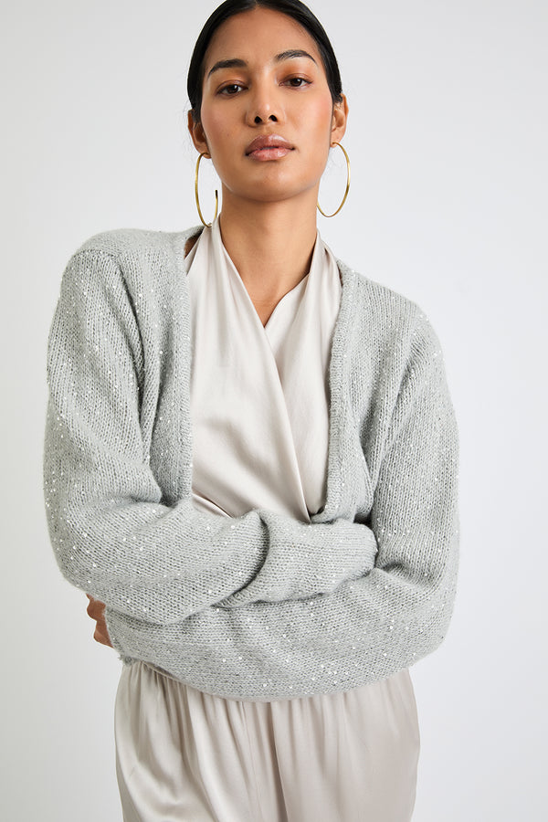 + Beryll Katharine Cropped Sparkle Cardigan | Dove