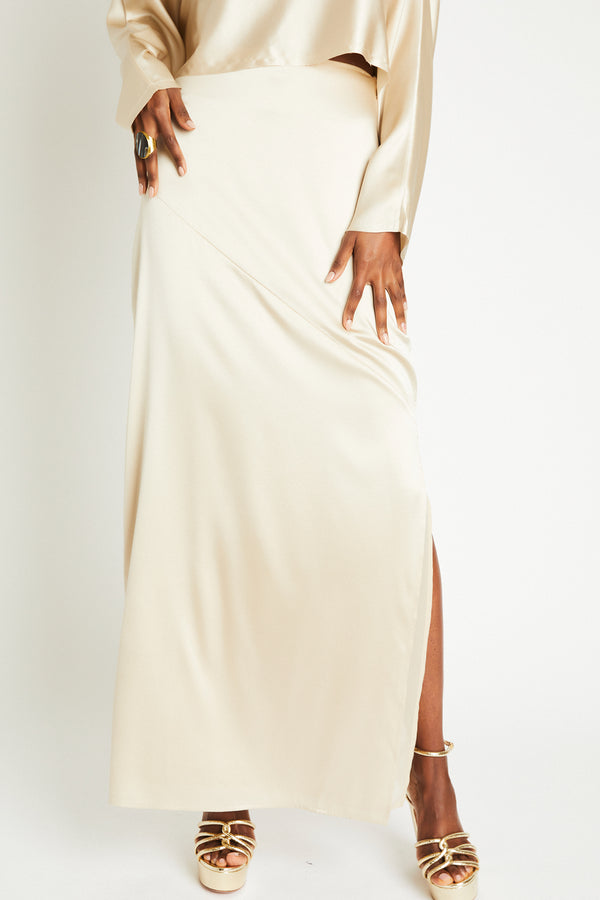 + Beryll Naomi Silk Skirt | Latte