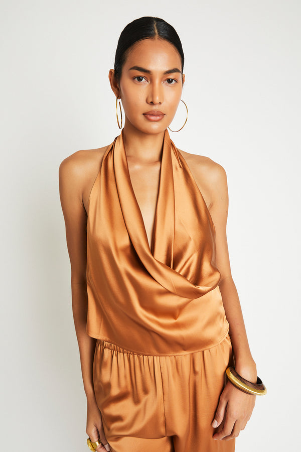 + Beryll Poppy Silk Top | Copper