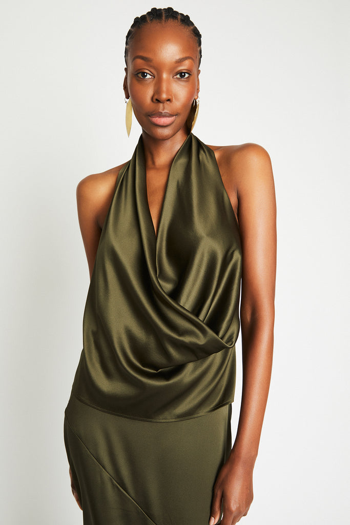 Beryll Poppy Silk Top | Olive - +Beryll Worn By Good People