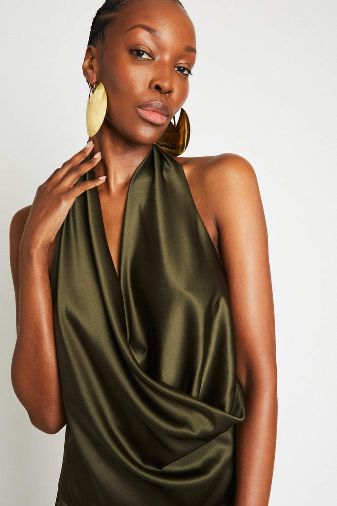 Poppy Silk Top | Olive
