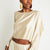 Sierra Silk Long Sleeve Cropped Top | Latte