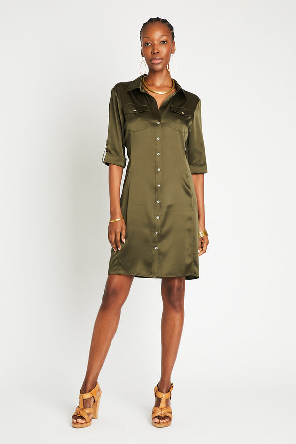 + Beryll Yves Silk Dress | Olive