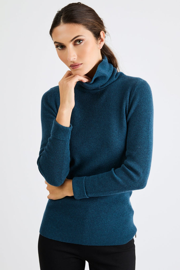 Missy Cashmere Turtleneck Sweater | Petrol
