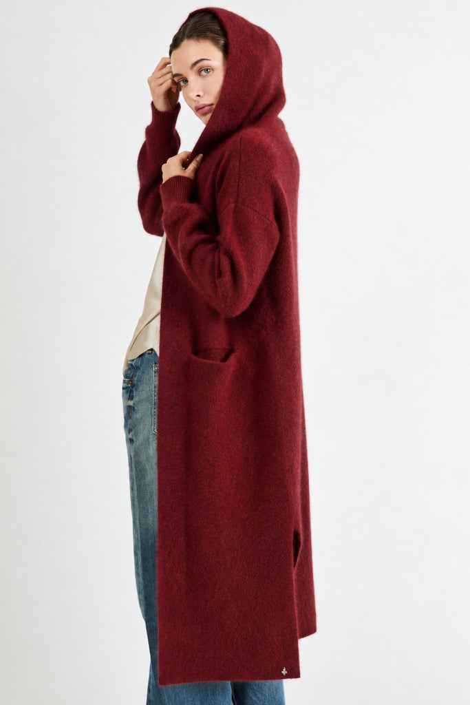 Vivian Cashmere Coat with Hood | Burgundy