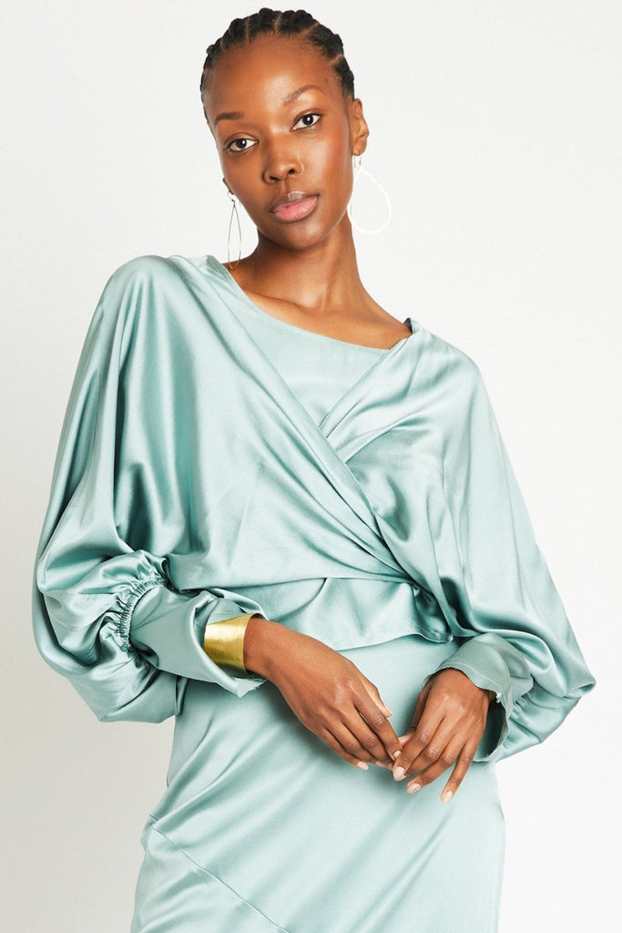 Ali Silk Wrap Top | Mint - +Beryll Worn By Good People