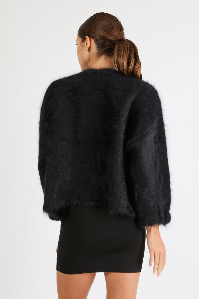 Anita Cashmere Cropped Cardigan in Black | Beryll - +Beryll Worn