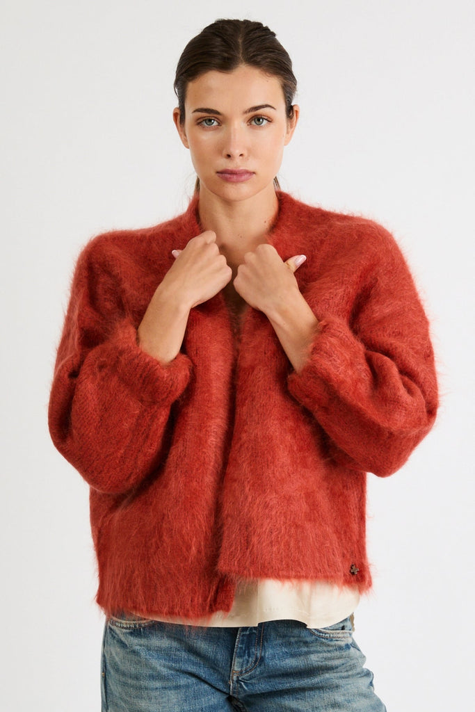 Anita Cashmere Cropped Cardigan | Burnt Orange - +Beryll Worn By Good People