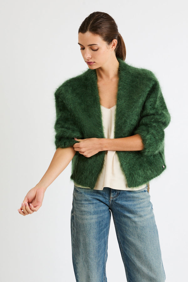 Anita Cashmere Cropped Cardigan | Jungle - +Beryll Worn By Good People