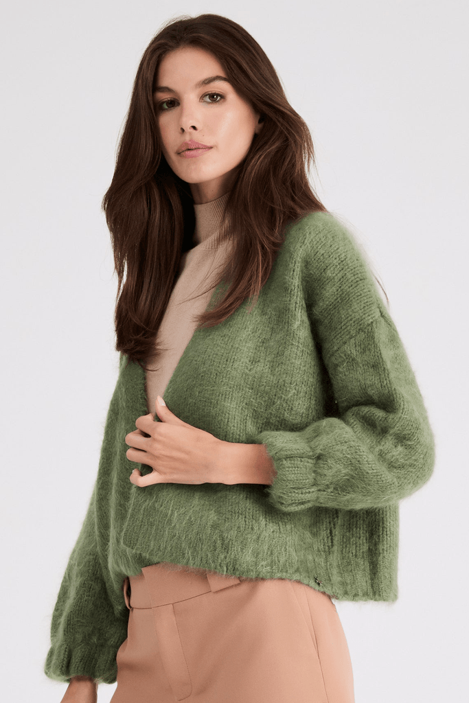 Anita Cashmere Cropped Cardigan | Sage Green - +Beryll Worn By Good People