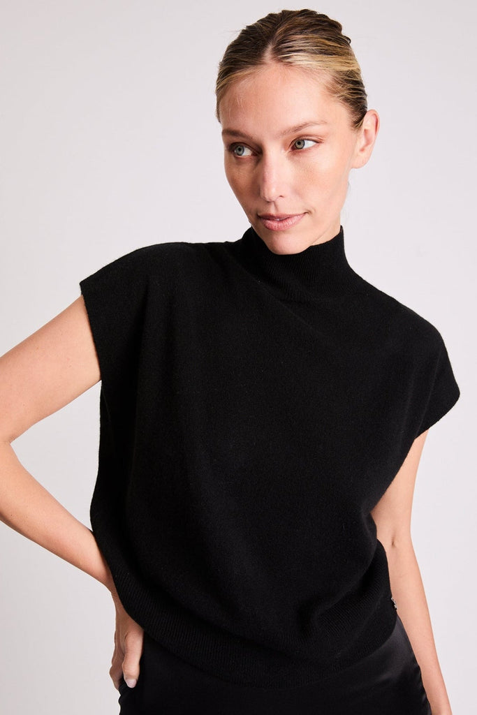 Anne Cashmere Cap Sleeve Top | Black - +Beryll Worn By Good People