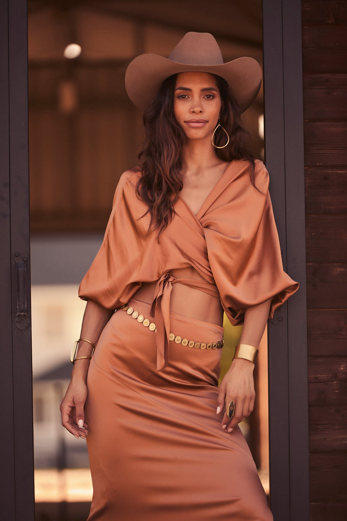 + Beryll Ali Silk Wrap Top | Copper - +Beryll Worn By Good People