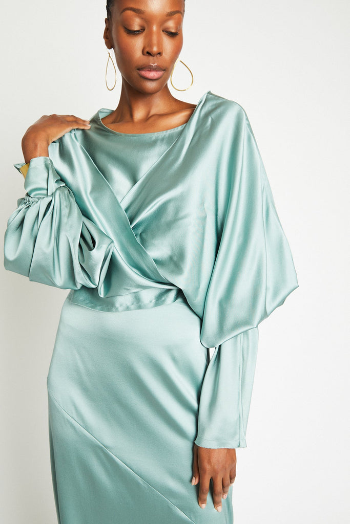 Beryll Ali Silk Wrap Top | Mint - +Beryll Worn By Good People