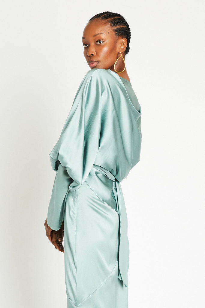 Beryll Ali Silk Wrap Top | Mint - +Beryll Worn By Good People