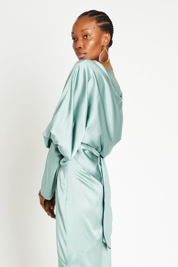 + Beryll Ali Silk Wrap Top | Mint - +Beryll Worn By Good People