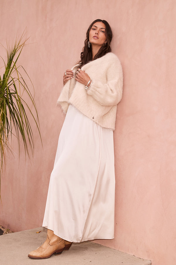 + Beryll Anita Cashmere Cropped Cardigan | Milk - +Beryll Worn By Good People