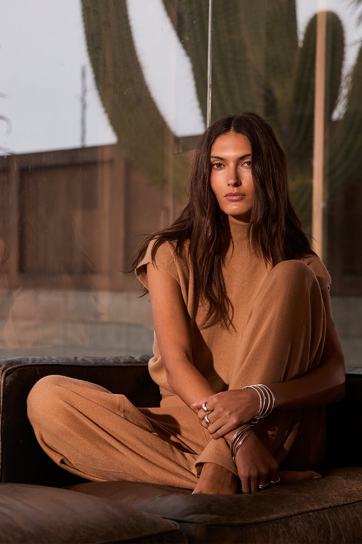 Beryll Anne Cashmere Cap Sleeve Top | Almond - +Beryll Worn By