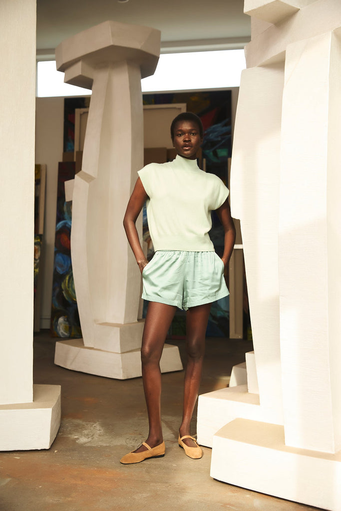 + Beryll Awar Silk Shorts | Mint - +Beryll Worn By Good People