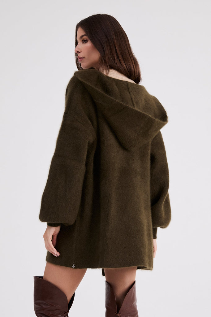 + Beryll Cashmere Cropped Coat with Hood | Kelp Green - +Beryll Worn By Good People