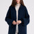 Vivi Cashmere Cropped Coat with Hood | Navy