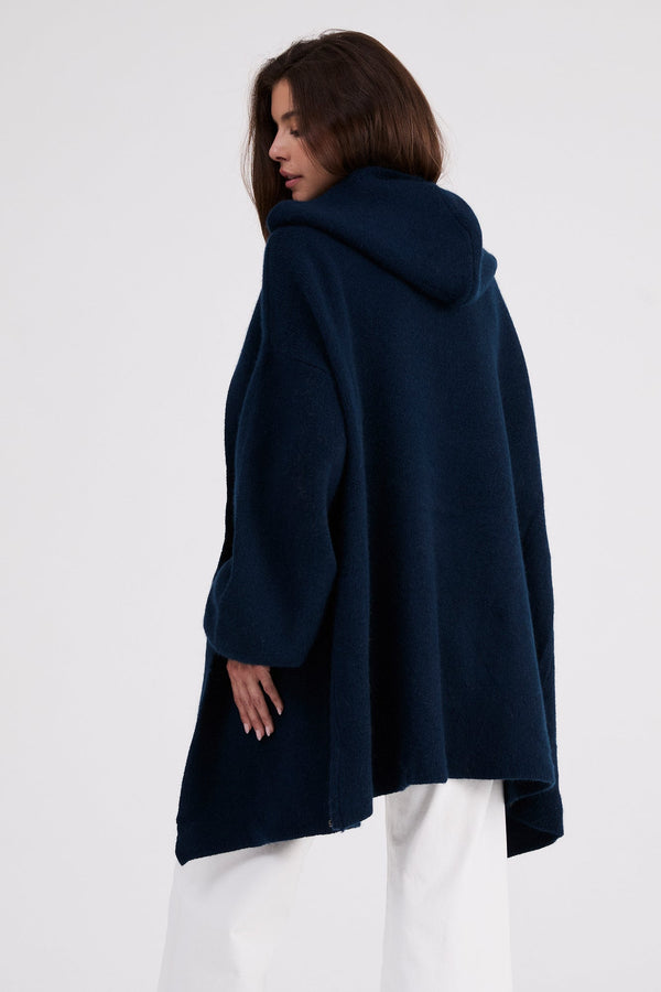 + Beryll Cashmere Cropped Coat with Hood | Navy - +Beryll Worn By Good People