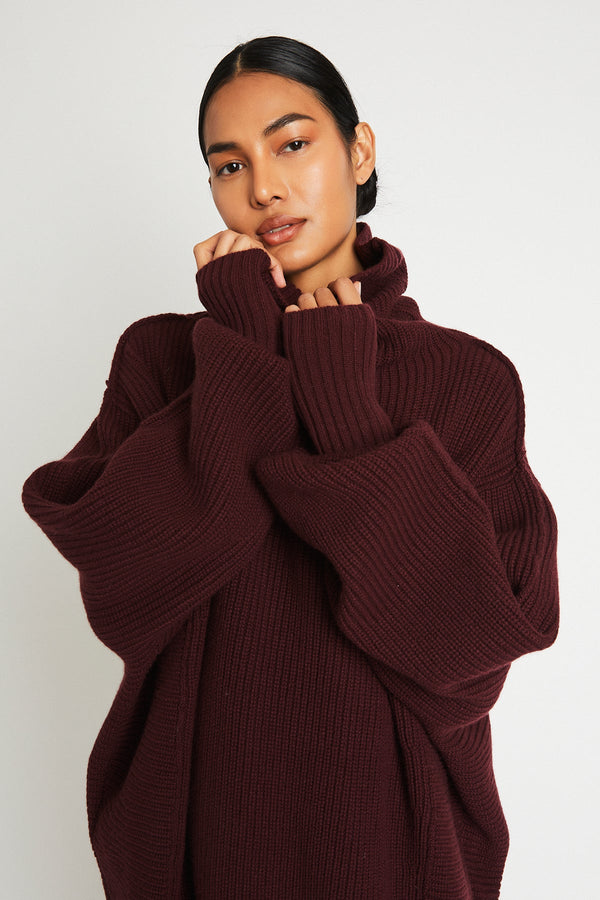 + Beryll Clara Oversized Sweater | Burgundy - +Beryll Worn By Good People