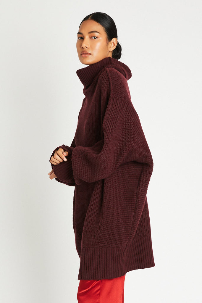 + Beryll Clara Oversized Sweater | Burgundy - +Beryll Worn By Good People