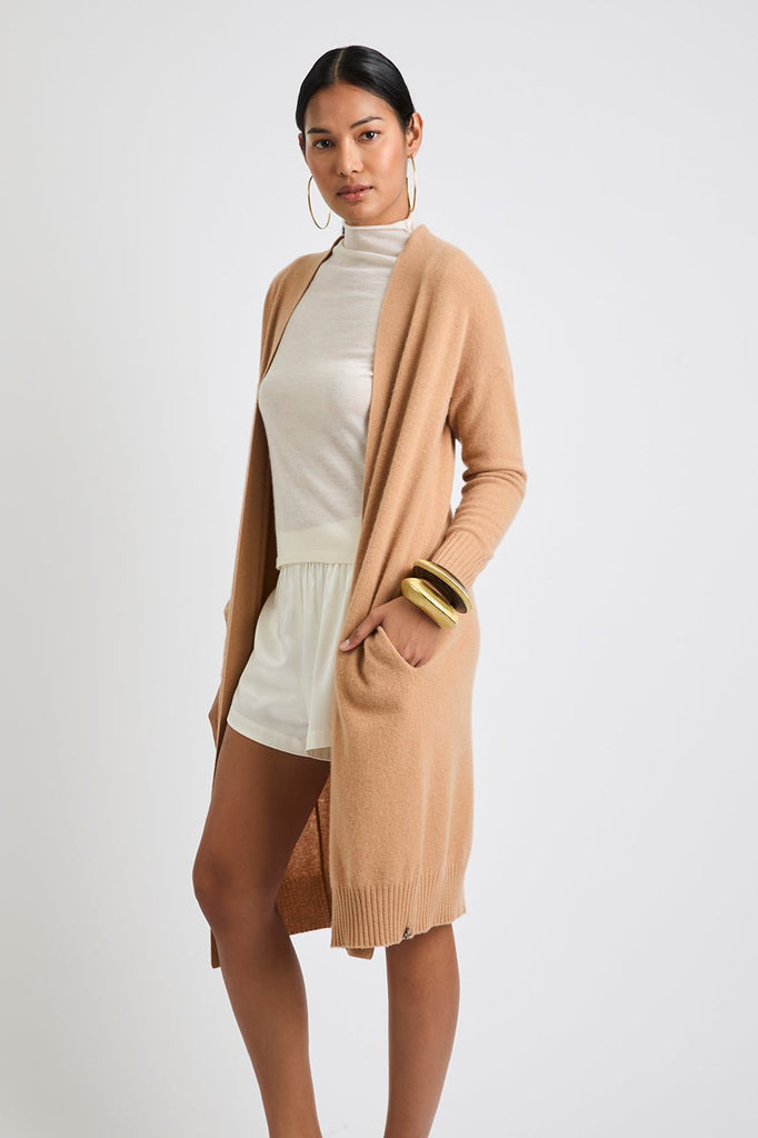 + Beryll Debbie Long Silk Cashmere Cardigan | Almond - +Beryll Worn By Good People