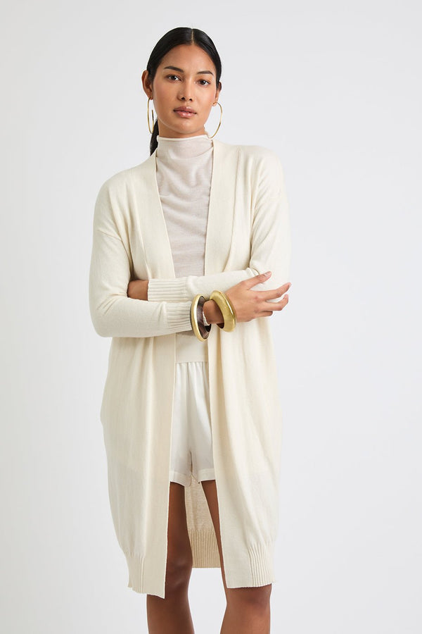 + Beryll Debbie Long Silk Cashmere Cardigan | Ivory - +Beryll Worn By Good People