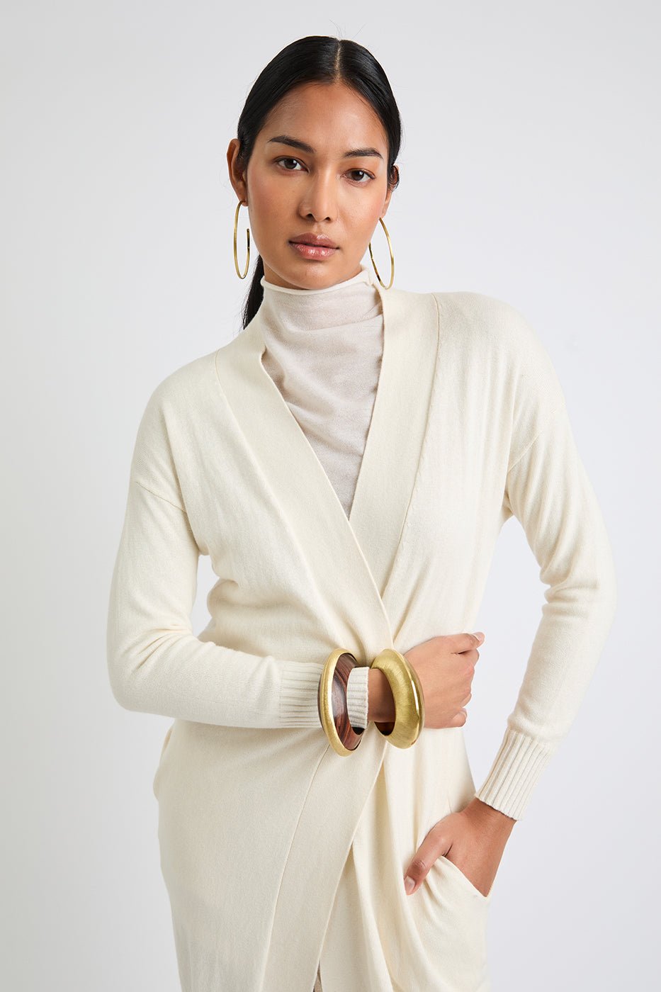 Beryll Debbie Long Silk Cashmere Cardigan | Ivory