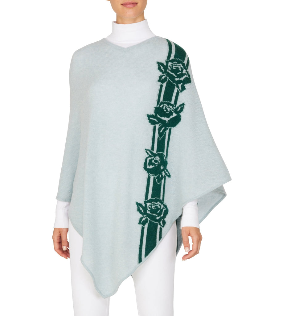 + Beryll Flower Cashmere Poncho | Winter Green - +Beryll Worn By Good People