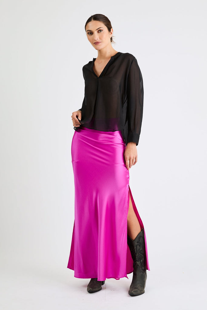 + Beryll Helena Silk Skirt | Hot Pink - +Beryll Worn By Good People