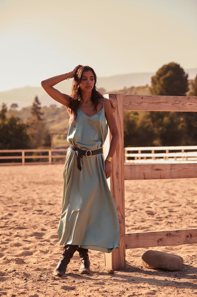 mint long dress + Beryll Julie Silk Maxi __bundle:plus-size-tiered-burnout-maxi-dress Standard size Windsor Store at Woodfield Color:PEWTER