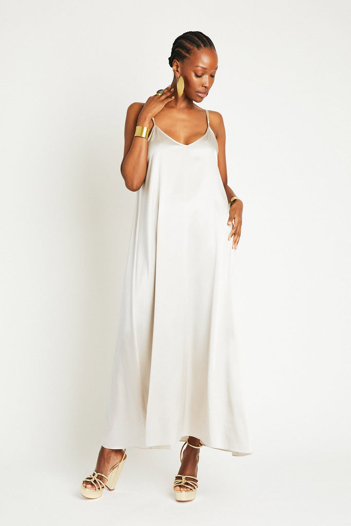 + Beryll Julie Silk Maxi Dress | Off White - +Beryll Worn By Good People