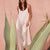 Model wearing the Julie silk maxi dress in Off White