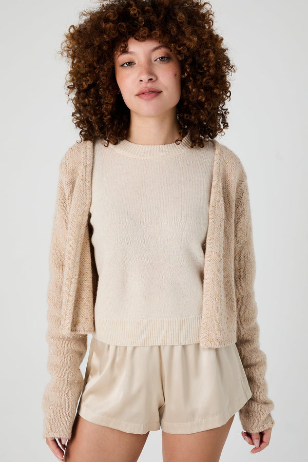 + Beryll Katharine Cropped Sparkle Cardigan | Caramel - +Beryll Worn By Good People