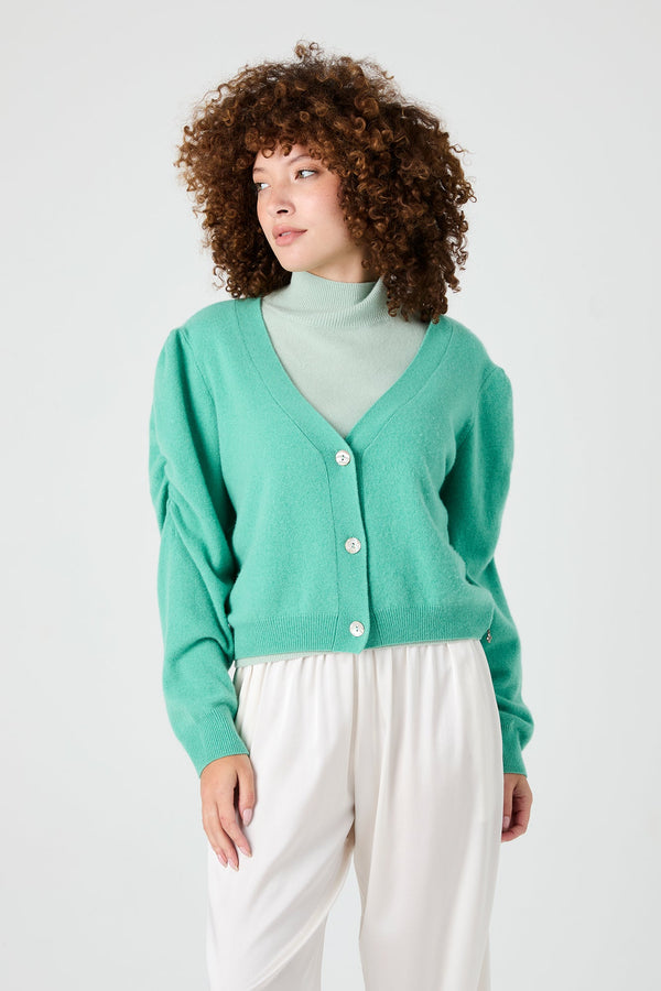 + Beryll Lily Cashmere Smocked Cardigan | Pistachio - +Beryll Worn By Good People