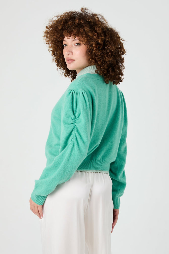 + Beryll Lily Cashmere Smocked Cardigan | Pistachio - +Beryll Worn By Good People