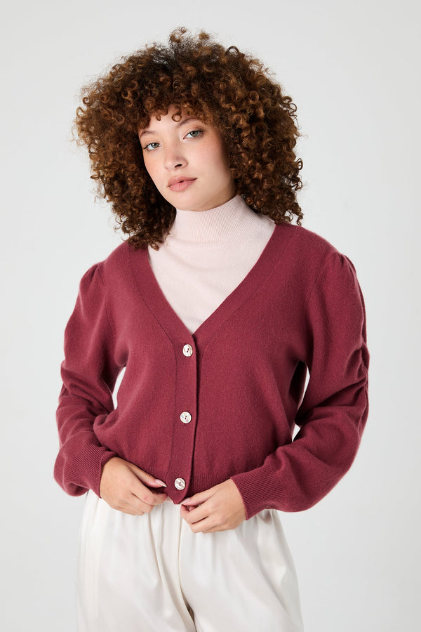 + Beryll Lily Cashmere Smocked Cardigan | Rosewood - +Beryll Worn By Good People