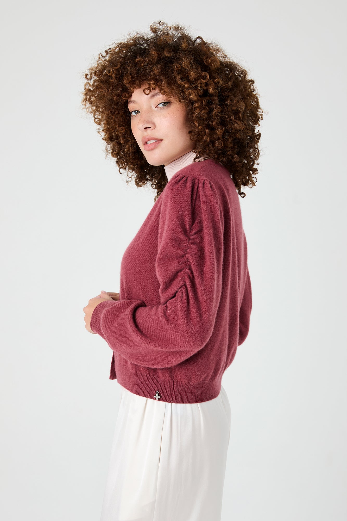 + Beryll Lily Cashmere Smocked Cardigan | Rosewood - + Beryll Lily Cashmere Smocked Cardigan | Rosewood - +Beryll Worn By Good People