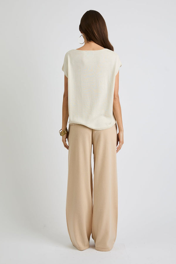 + Beryll Mizzi Silk Cashmere Round Neck Top | Ivory - +Beryll Worn By Good People