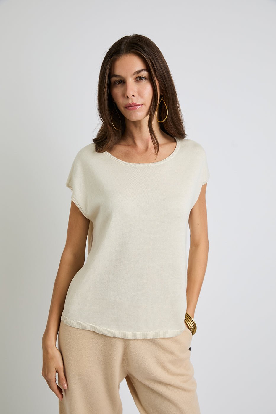 + Beryll Mizzi Silk Cashmere Round Neck Top | Ivory - + Beryll Mizzi Silk Cashmere Round Neck Top | Ivory - +Beryll Worn By Good People