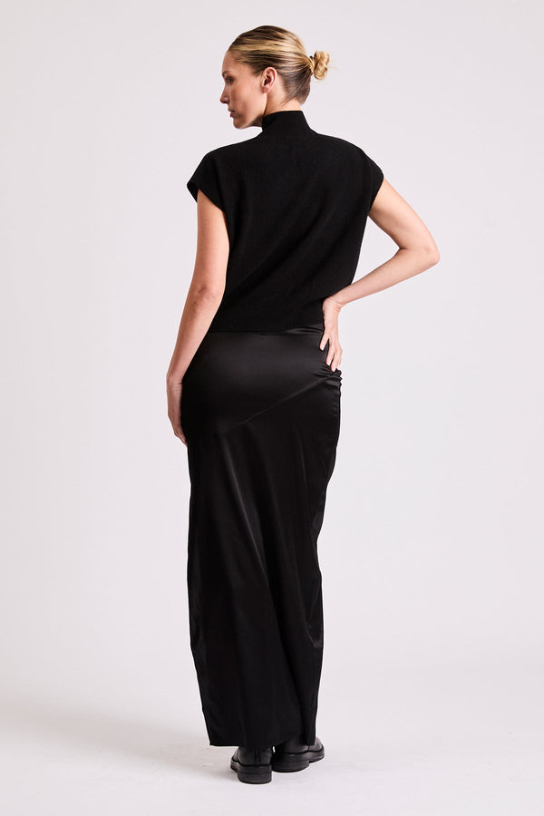 Naomi silk skirt in Black, back view