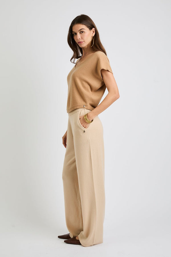 + Beryll Petra Cashmere V - Neck Top | Almond - +Beryll Worn By Good People